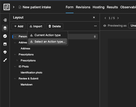 Action type import