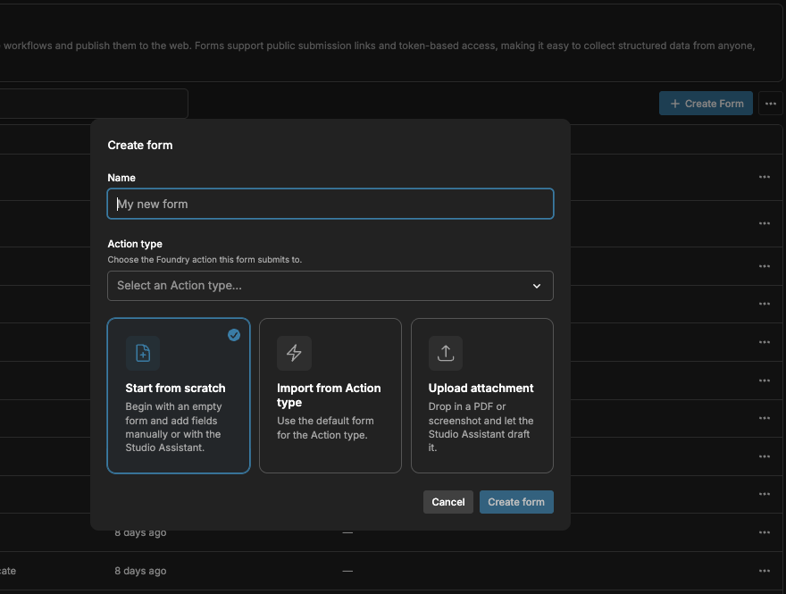 Guided form creation