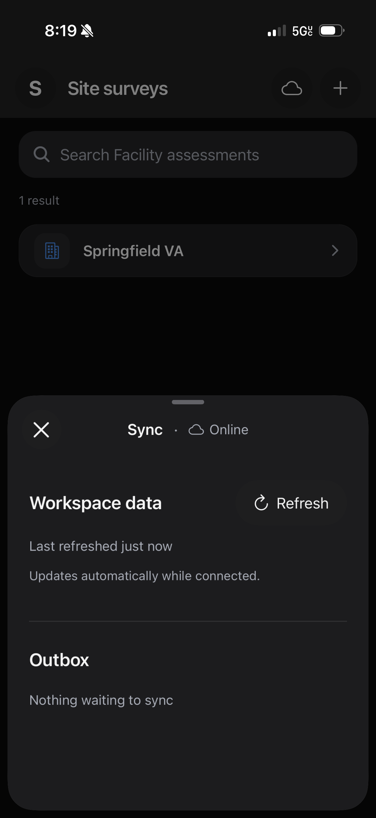 Workspace sync status and Outbox in Streamline Mobile
