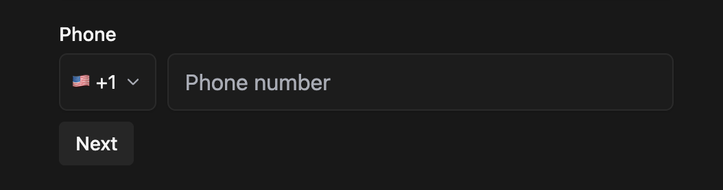 Phone input with an international calling code selector